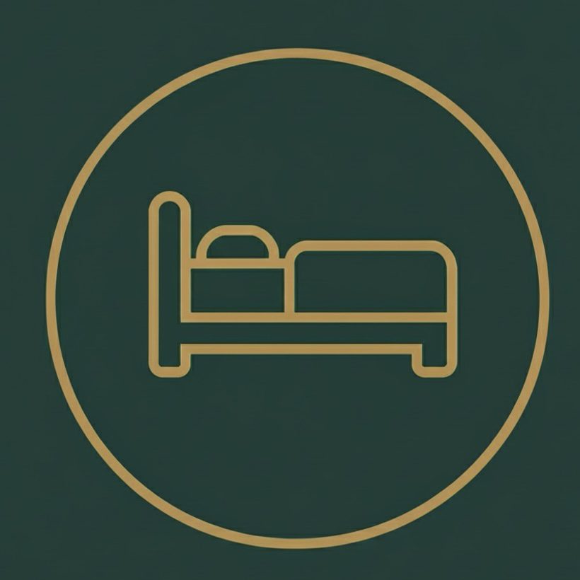 baby-friendly icon in golden colour with pine green backgound