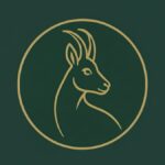chamois icon in golden colour with pine green background